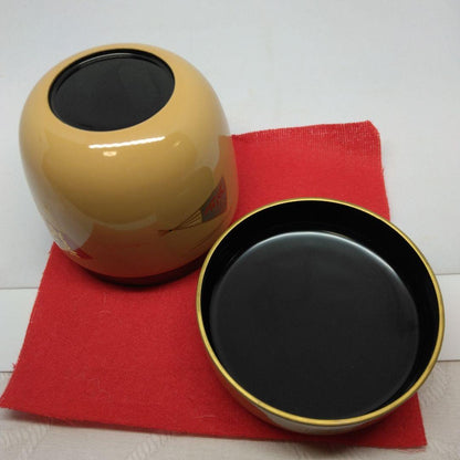 Shiro-Urushi (witte lak) natsume met waaiermotieven  橋爪庵 Hashizume-an
