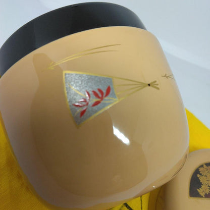 Shiro-Urushi (witte lak) natsume met waaiermotieven  橋爪庵 Hashizume-an