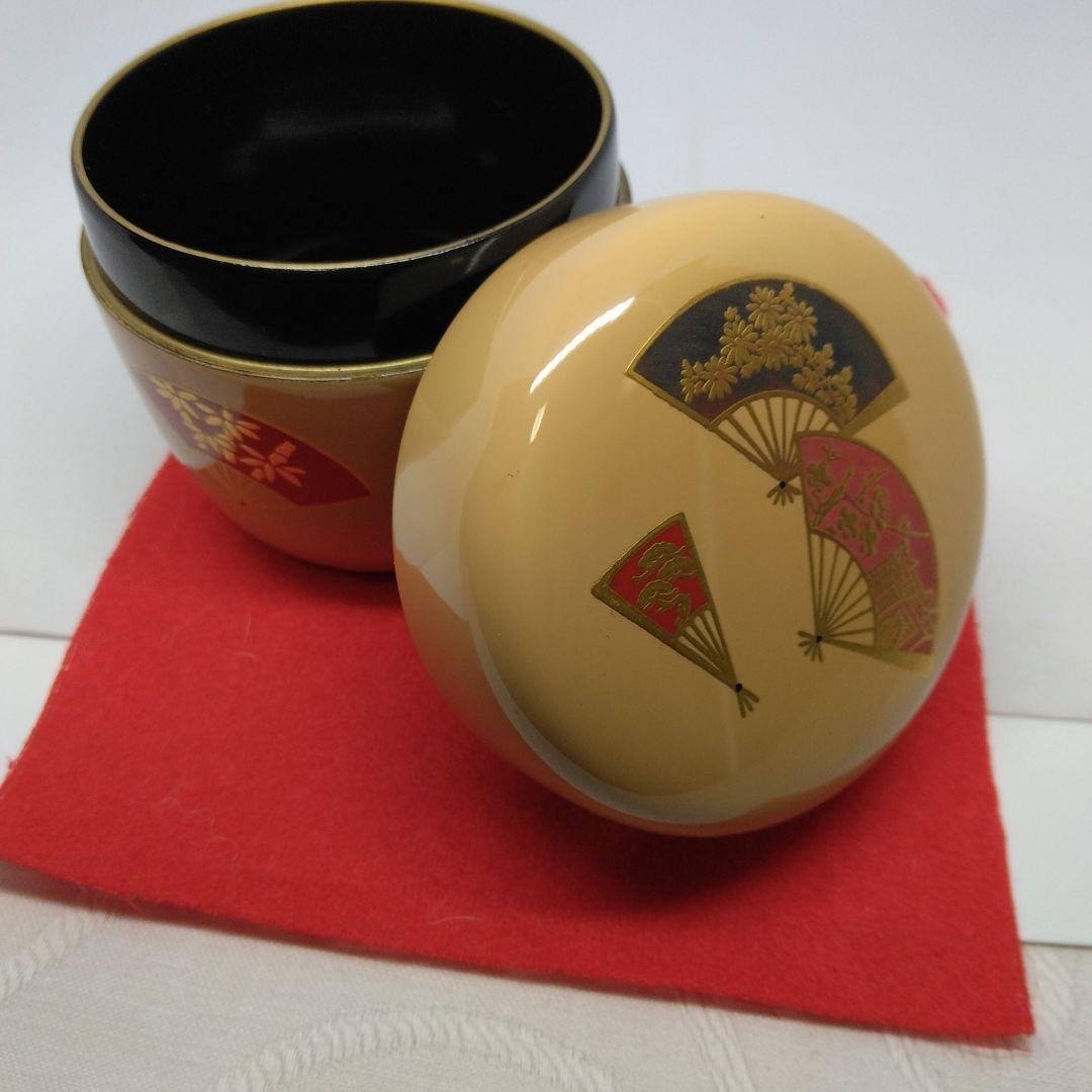 Shiro-Urushi (witte lak) natsume met waaiermotieven  橋爪庵 Hashizume-an