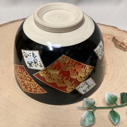 Kyōyaki Matcha-kom “Ninsei Shikishi Waka” 仁清色紙和歌 Kato Shōka